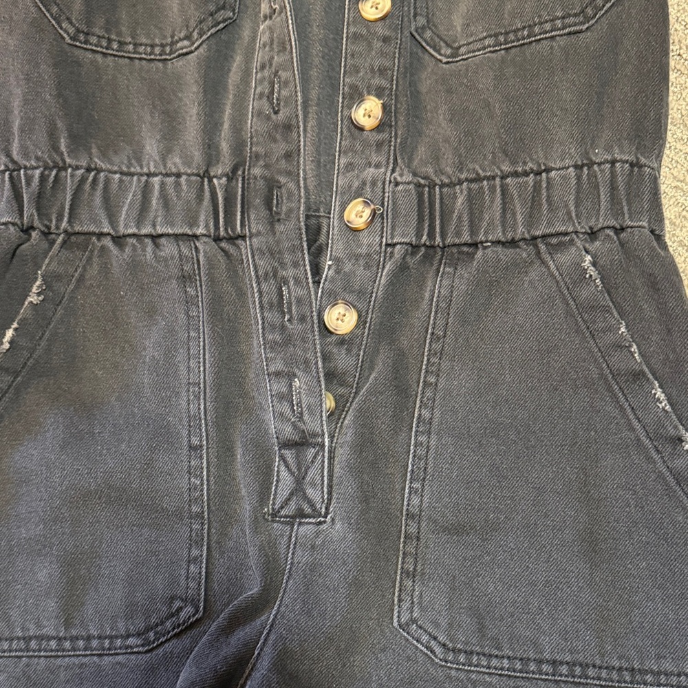 Show Me Your MuMu Black Short-Sleeve Denim Romper - Picture 4 of 7